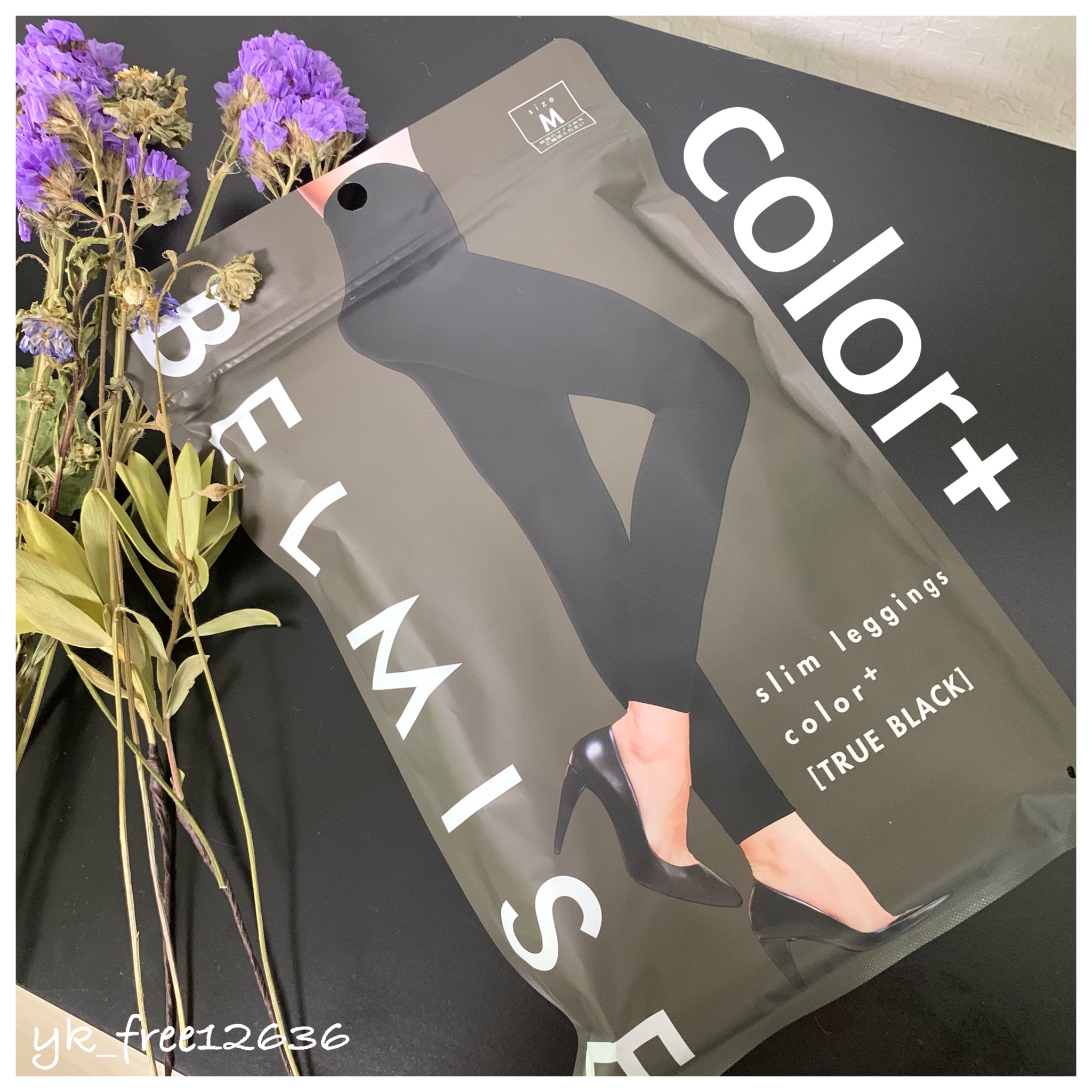 BELMISE slim leggings color+ TRUE BLACK - スパッツ